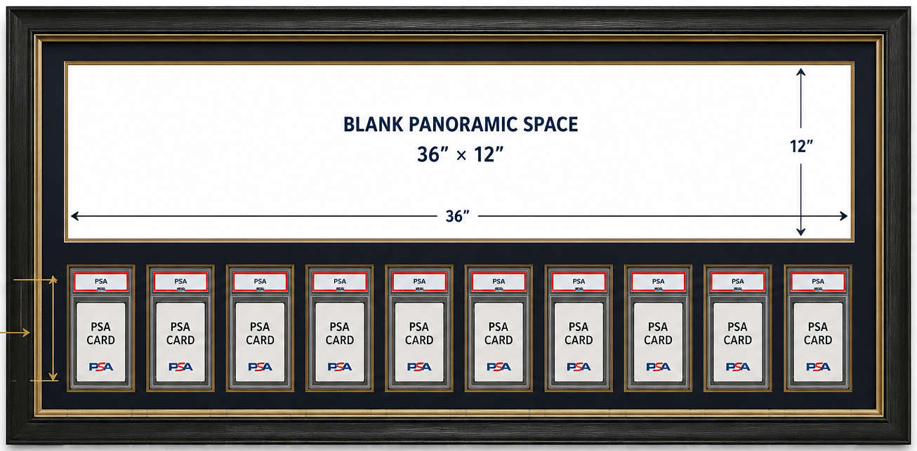 Custom Legend Display frame layout with panoramic blank space and PSA card spots