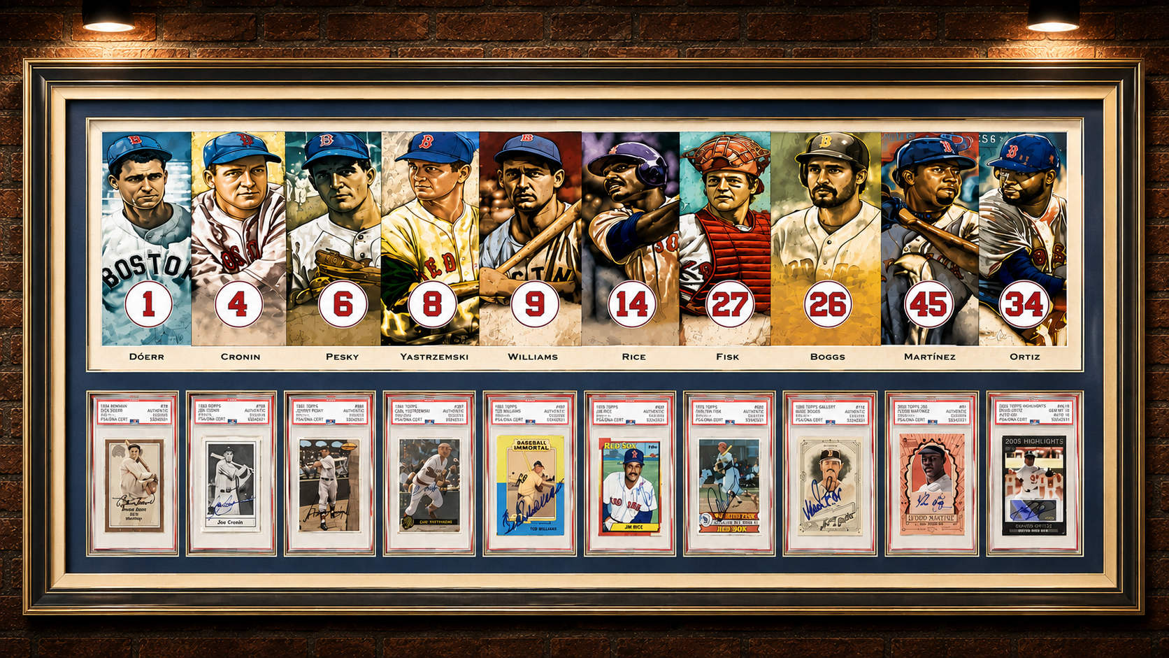 Boston Legends framed retired numbers display